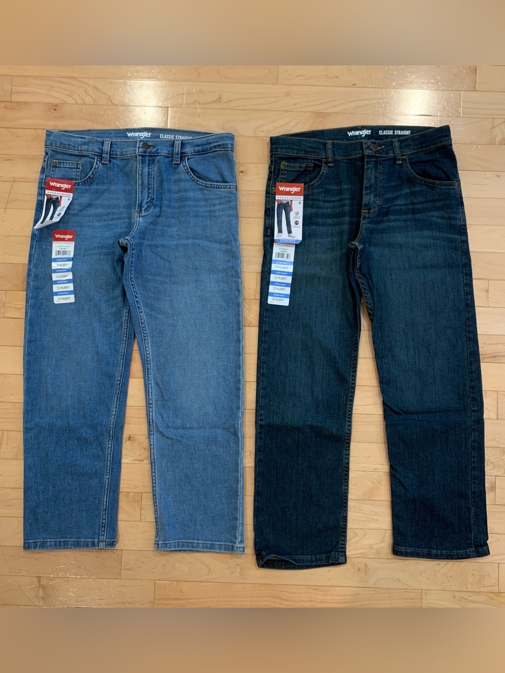 New! Wrangler Youth Boys Jeans – Size 12 Husky – Lot of 2 Classic Straight Pants